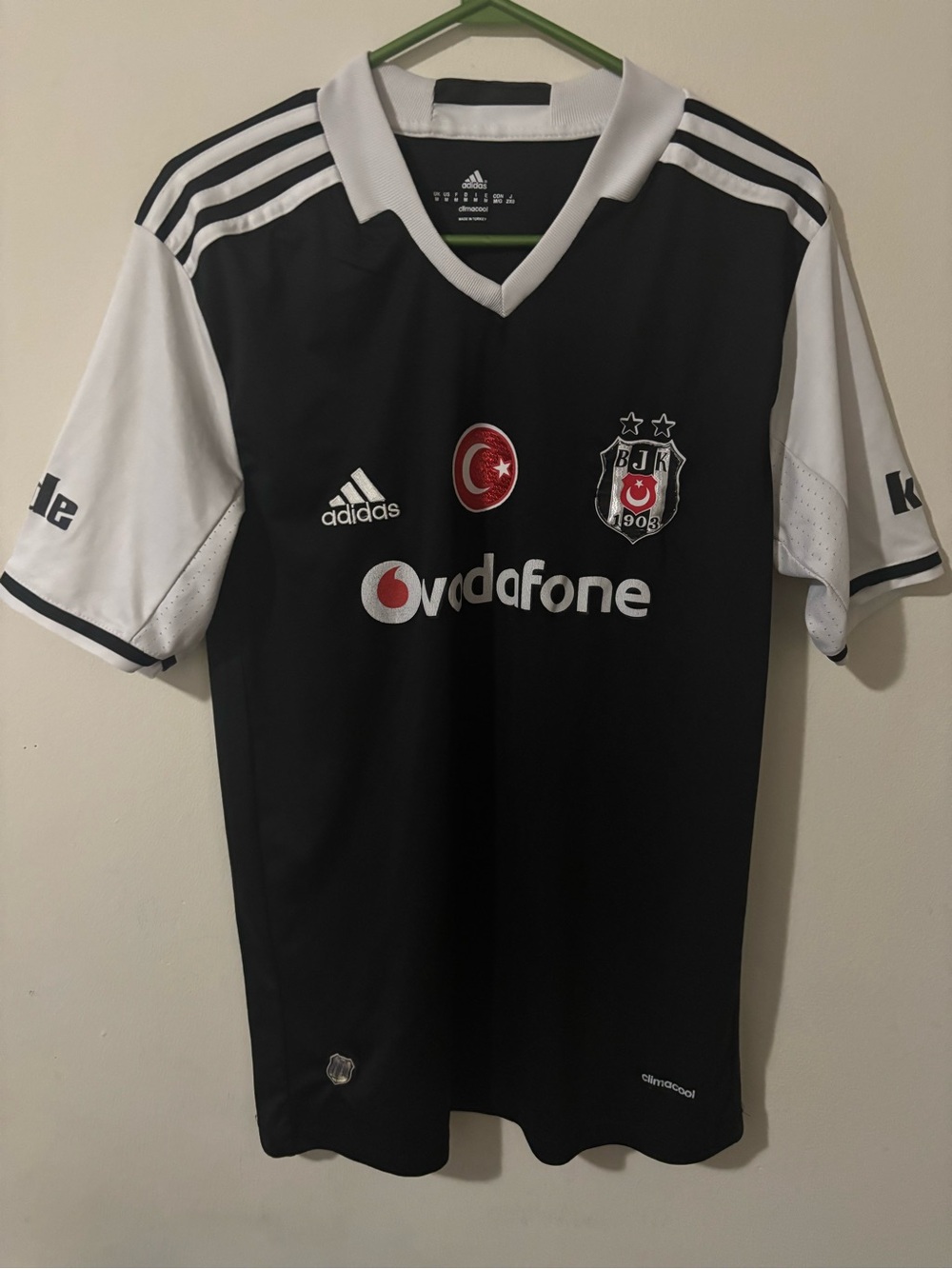 Adidas Besiktas JK 2016-17 Away Soccer Jersey Black White Vodafone Medium